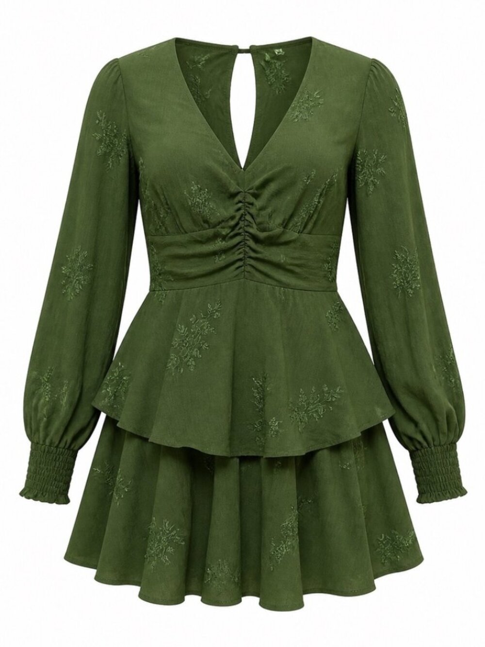 Francesca's Collection Green Tiered Dress Size Medium